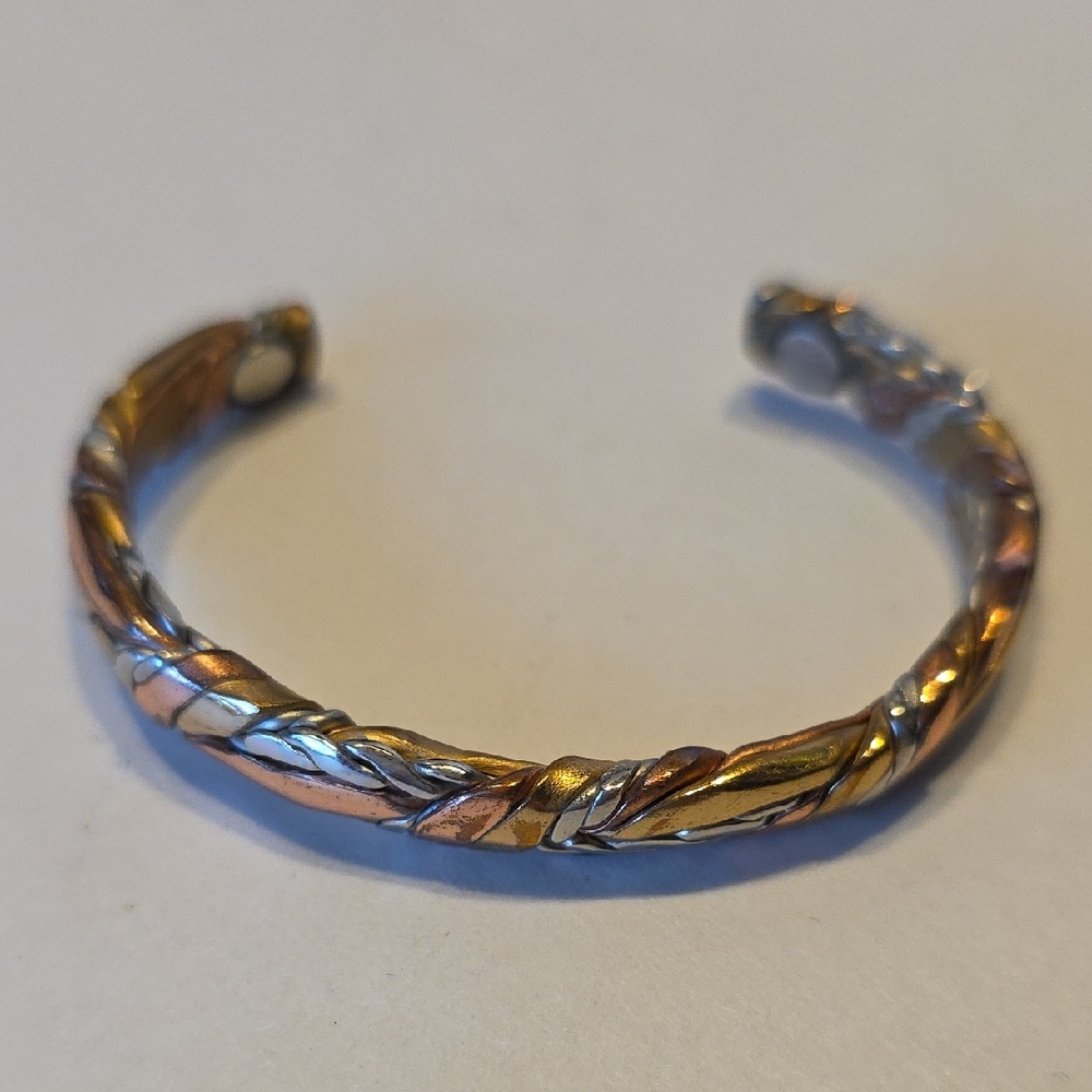 Copper & Silver Magnetic cuff bracelet by Sergio Lub 2.5 Inches Fits 8" Wrist